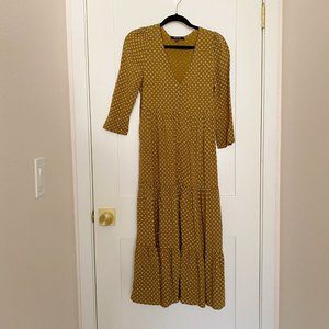 Madewell V-Neck Tiered Button-Front Midi Dress